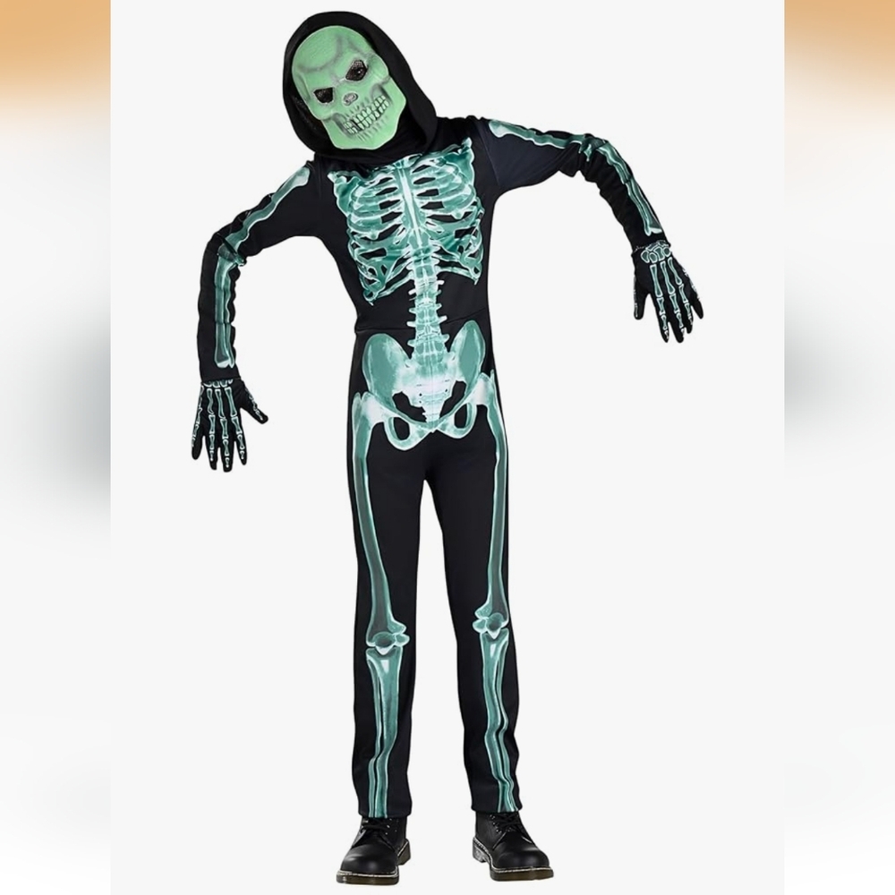Kids Skeleton Costume with Green Accents